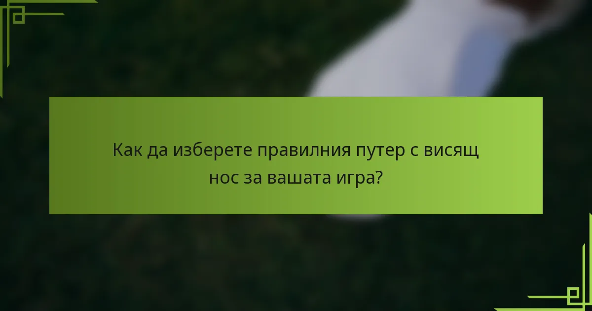 Как да изберете правилния путер с висящ нос за вашата игра?