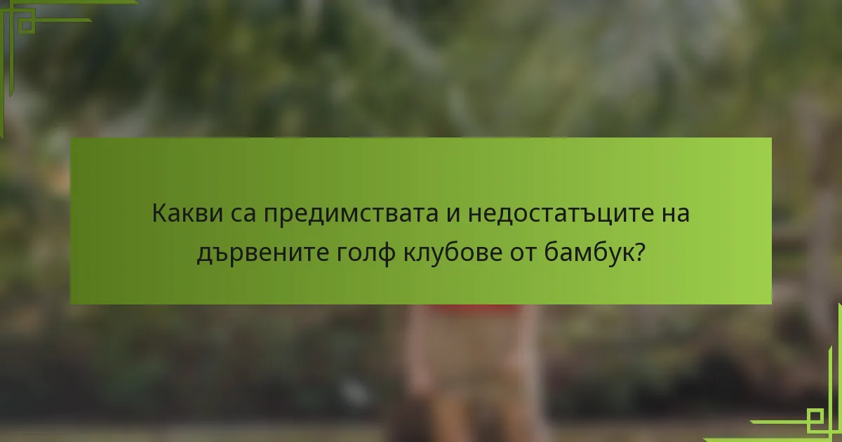 Какви са предимствата и недостатъците на дървените голф клубове от бамбук?