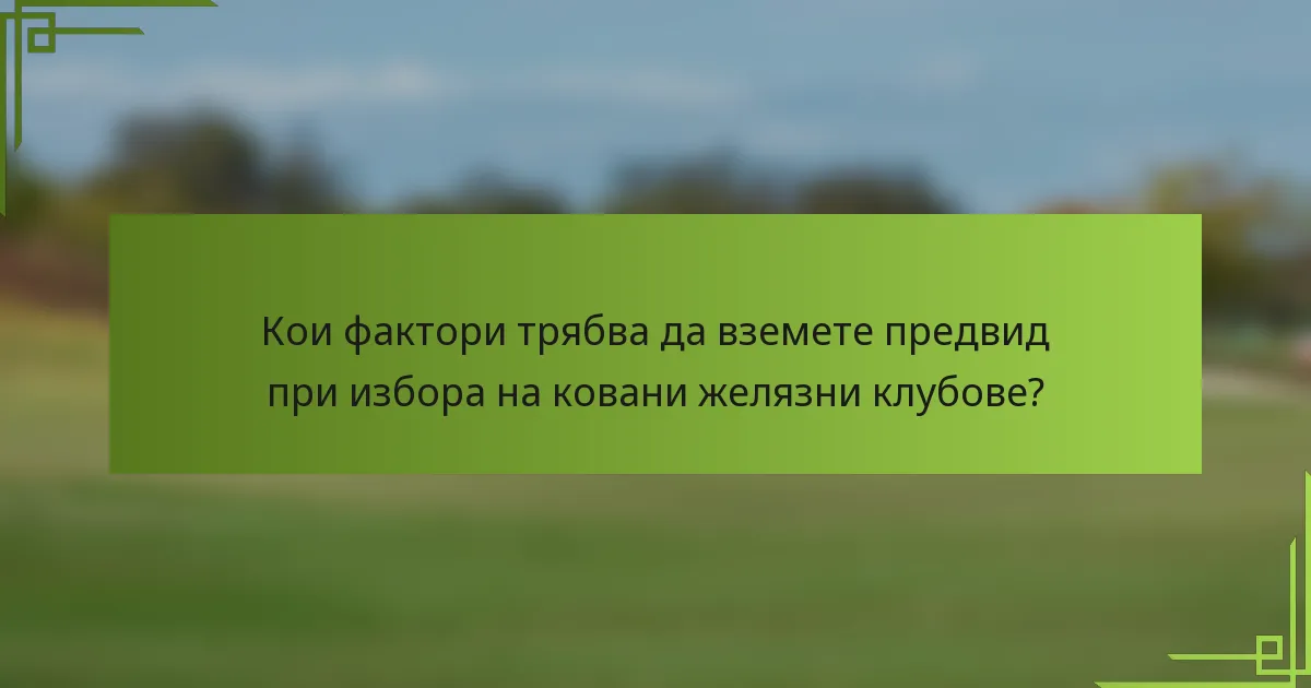 Кои фактори трябва да вземете предвид при избора на ковани желязни клубове?